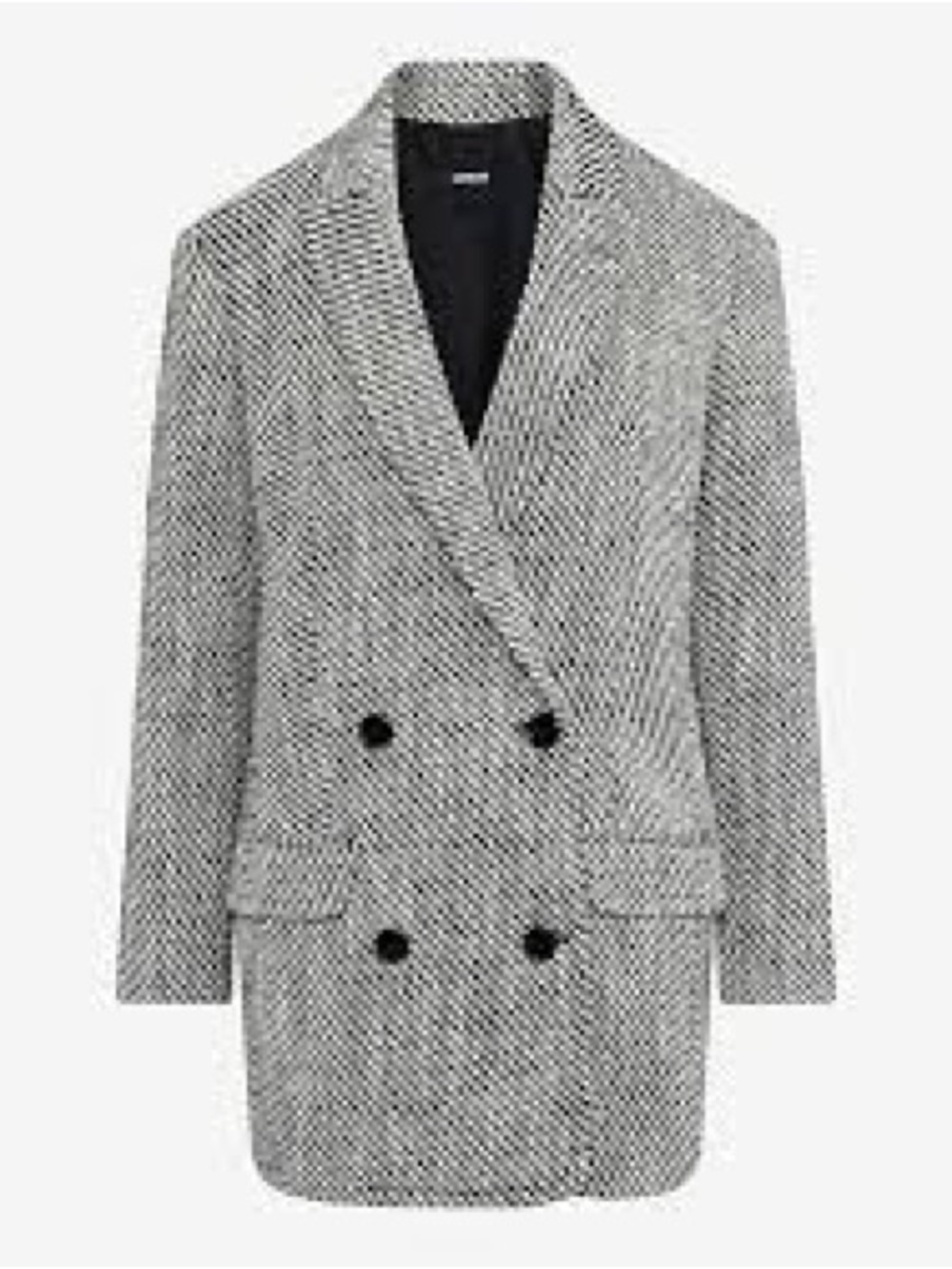 Express Cocoon Women's Double-Breasted Gray Herringbone Coat